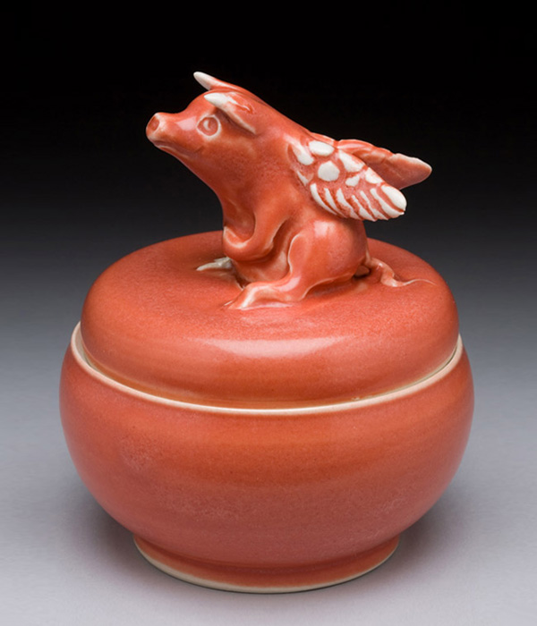 Flying Pig Covered Jar